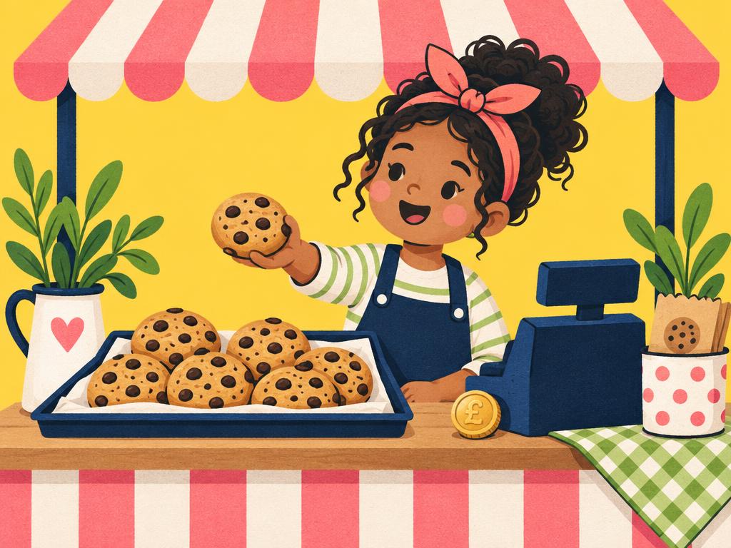Cookie Crew Simulator - Run your own cookie empire! Make decisions, set prices, and watch profits grow Business and money skills activity for kids and teens, ages 9-11.