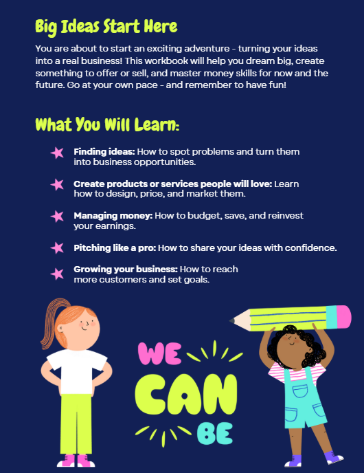 Entrepreneurship Workbook for Girls ( for ages 10–14)