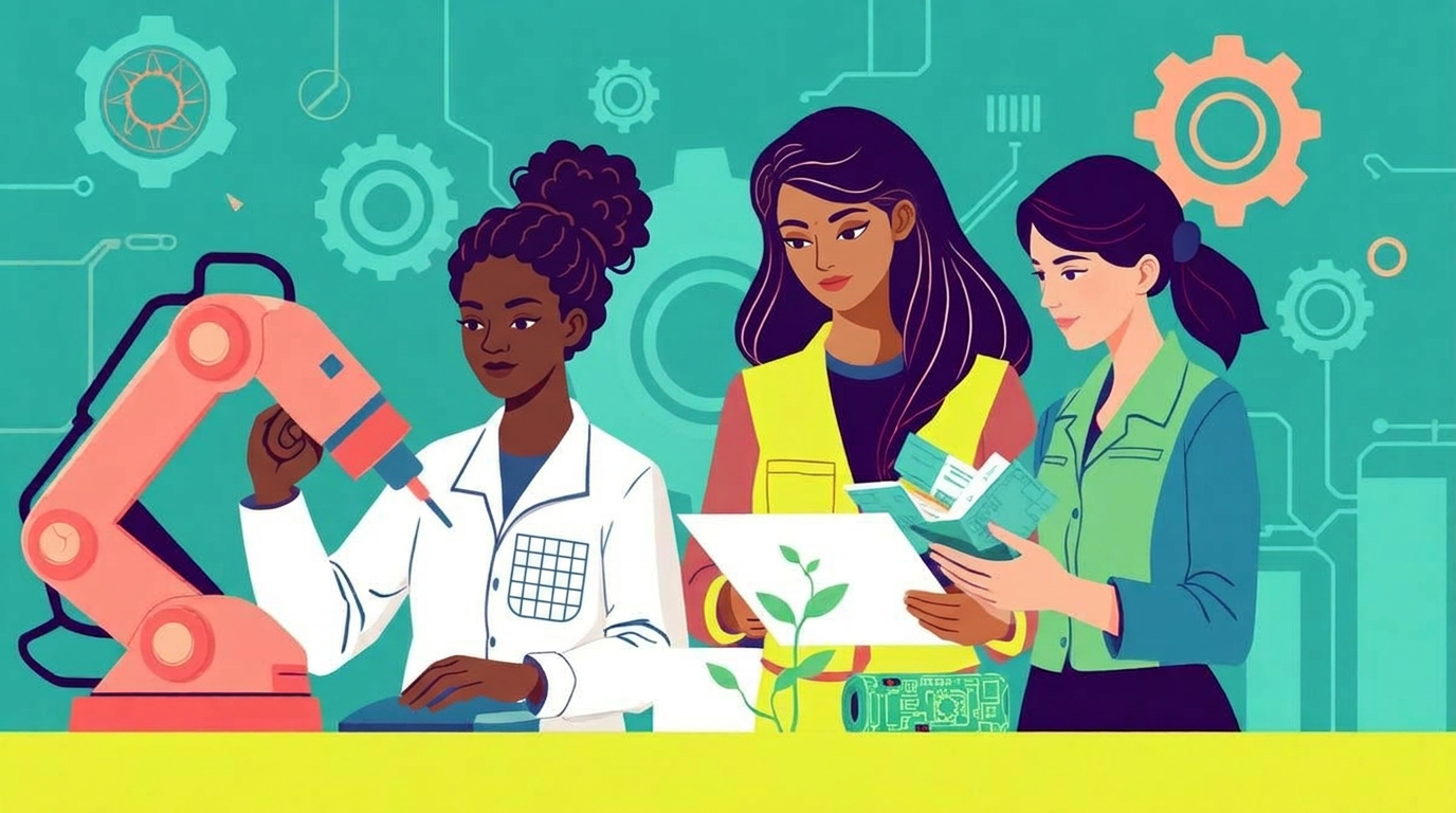 Illustration for blog article: Female Founders in Engineering and Manufacturing: Role Models for Young People