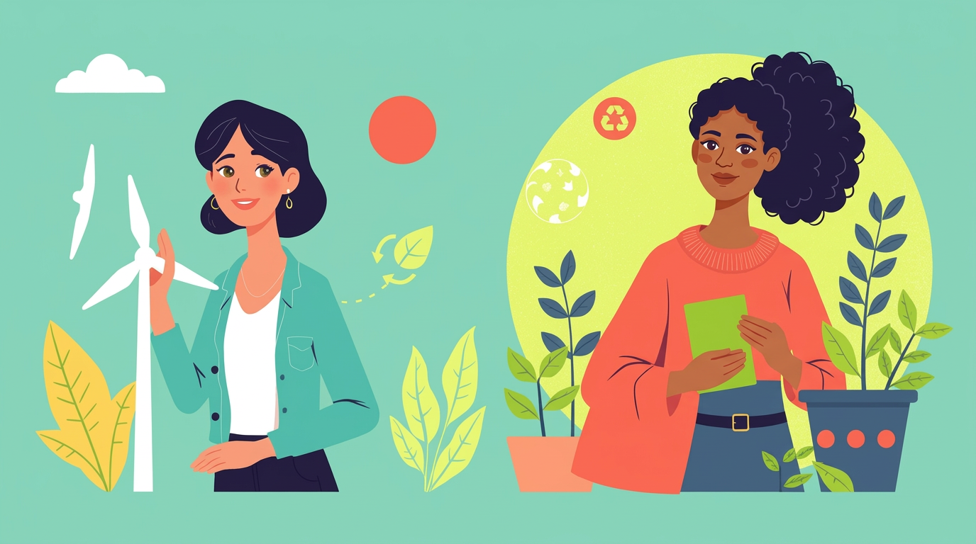Illustration for blog article: Female Founders in Sustainability: Green Business Role Models for Young People