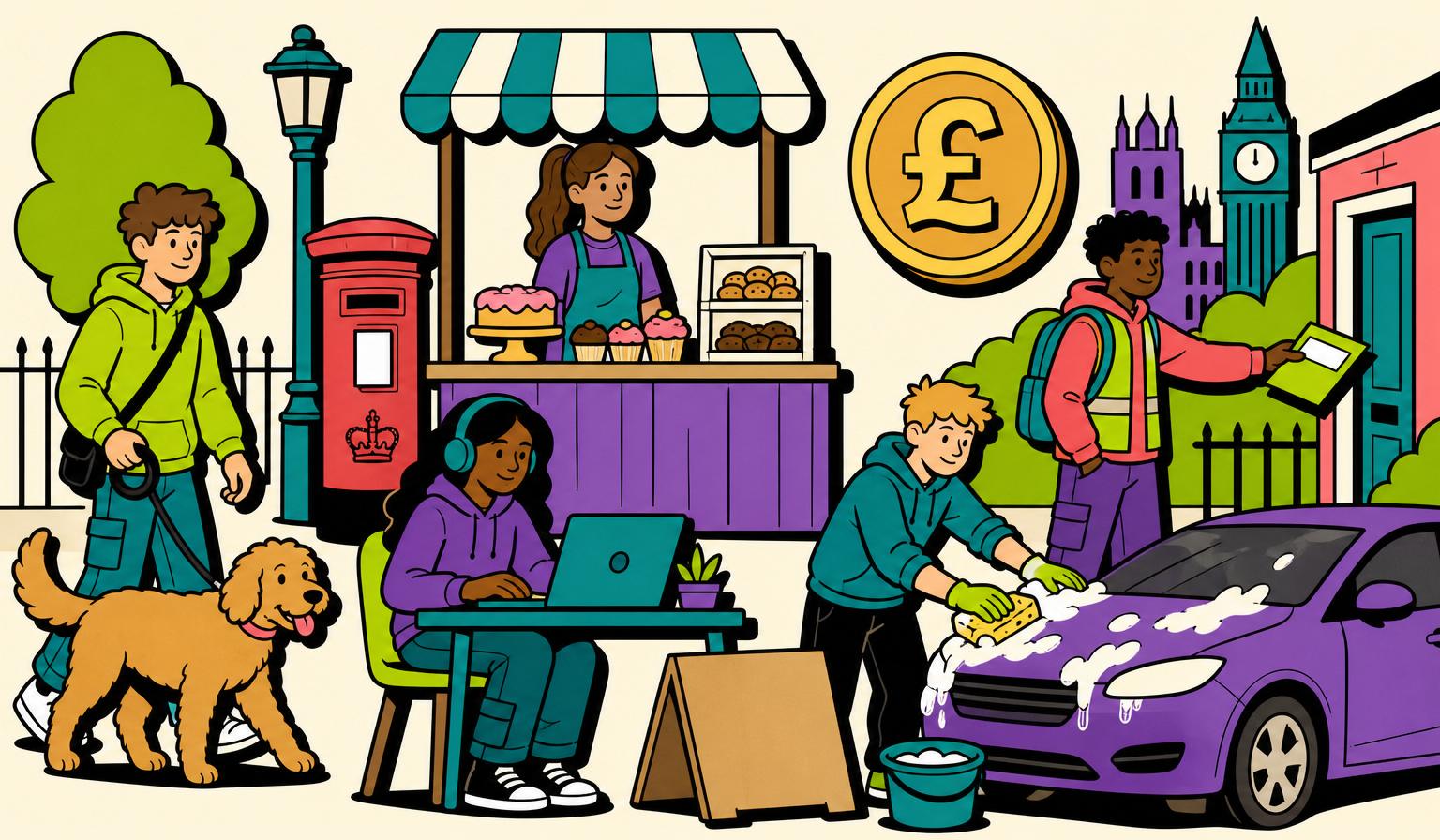 Illustration for blog article: Jobs for Teenagers UK: Legal Work for 13, 14, 15 & 16 Year Olds (2026)